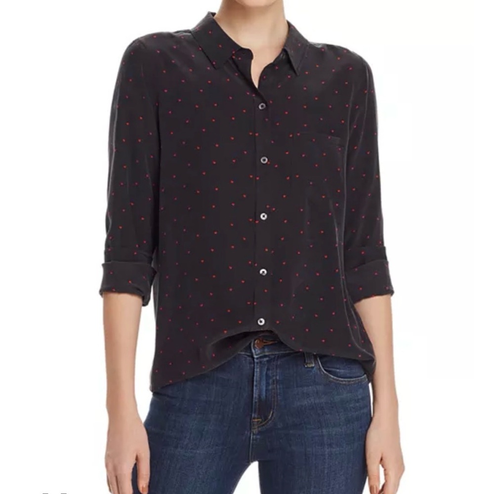Rails Kate Heart Print Women's Black And Red Top Size Small